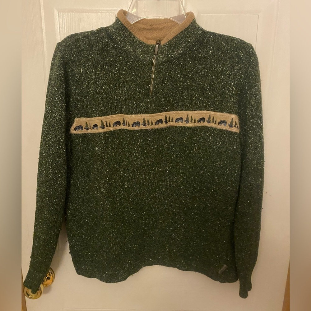 VTG Woolrich Green Quarter Zip Sweater